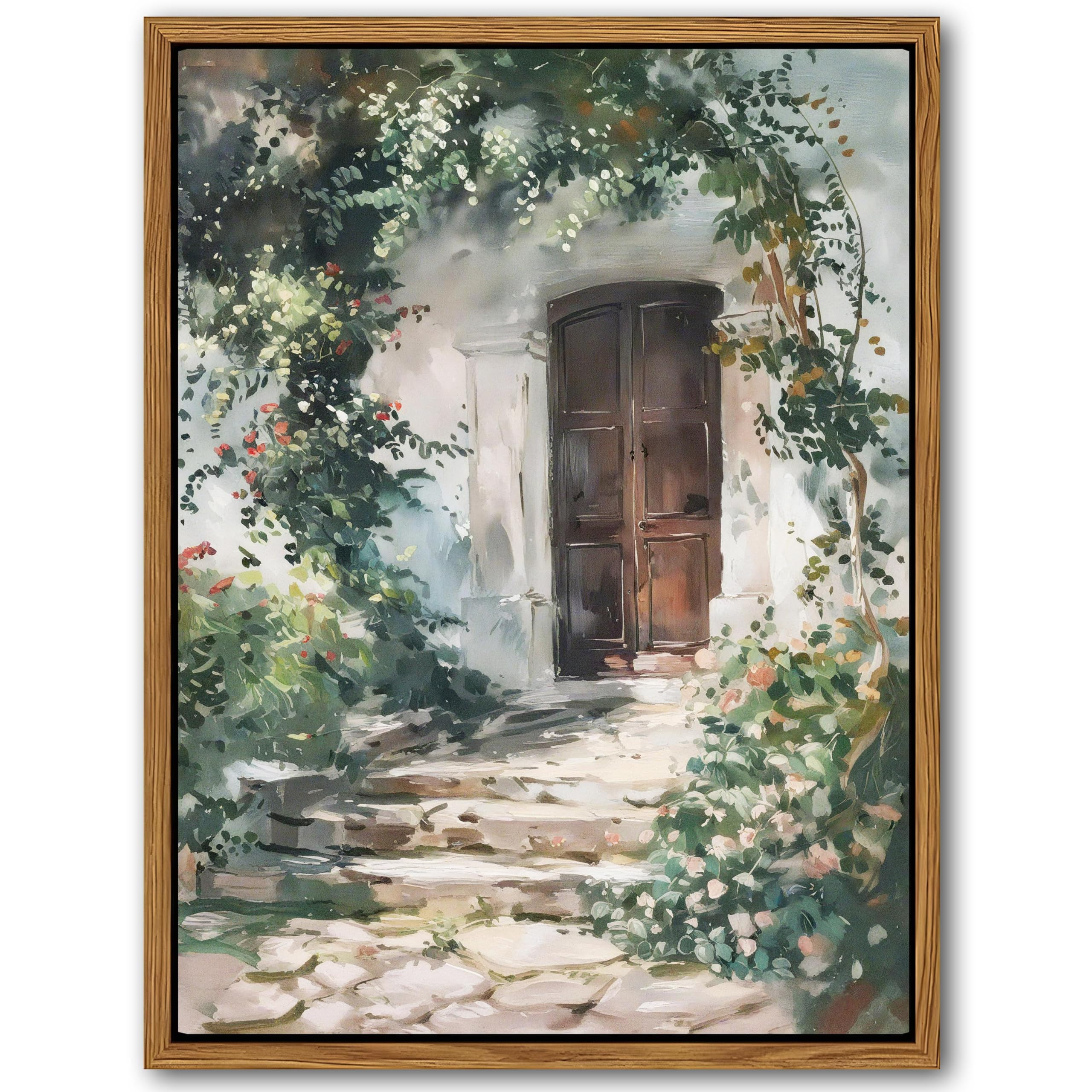 Floating Framed Canvas Vintage Wall Art, Rustic Cottage Spring Garden Oil Paintings Print, Countr... | Amazon (CA)