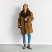Penny Lane Suede Coat, Size Xlarge Vintage Womens Clothing, Winter Sherpa Brown Overcoat, 1970S Outerwear | Etsy (US)