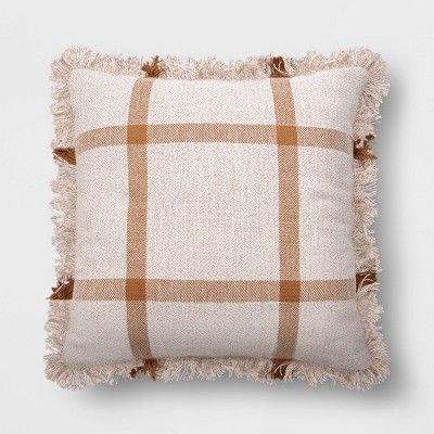 Square Woven Plaid Pillow with Fringe - Threshold™ | Target