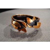 Vintage Copper Hinged Cuff Bangle Bracelet Fancy Art Deco Style Raised Relief Design Setting #2361 | Etsy (US)