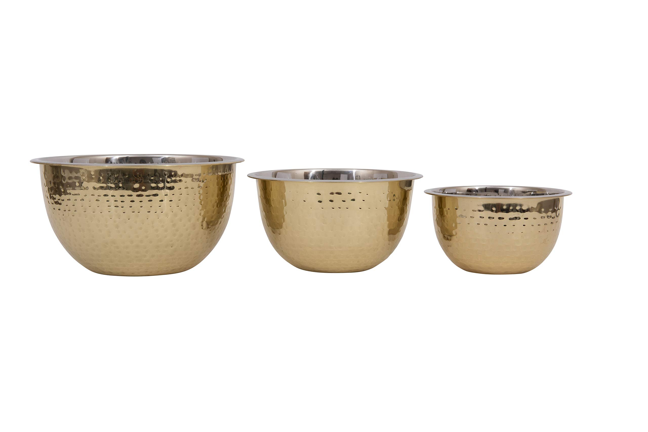 Creative Co-Op Hammered Stainless Steel Bowls in Gold Finish (Set of 3 Sizes) | Amazon (US)