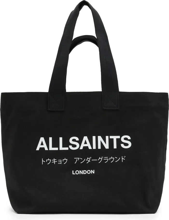 AllSaints Ali Logo Cotton Canvas East/West Tote | Nordstrom | Nordstrom