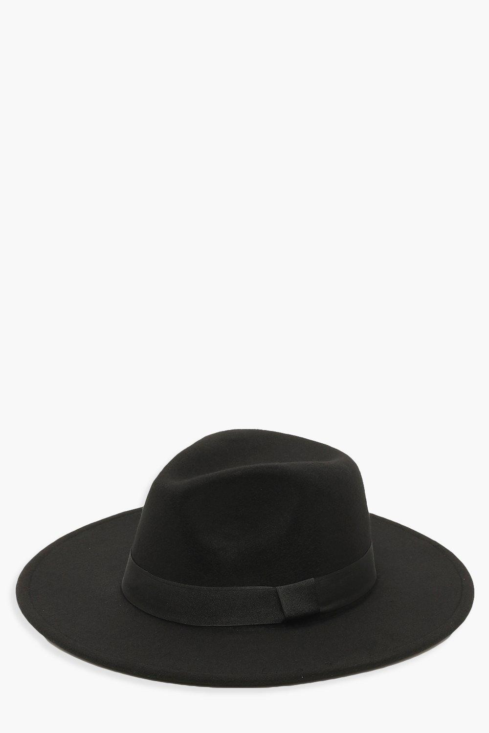 Womens Tape Detail Fedora Hat - Black - One Size | Boohoo.com (US & CA)