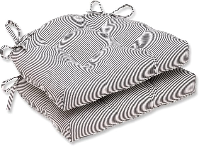 Pillow Perfect Oxford Charcoal Reversible Chair Pad (Set of 2), Grey | Amazon (US)