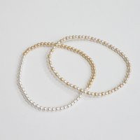 Silver & Gold Beaded Bracelets, 14K Filled Bead Sterling | Etsy (US)