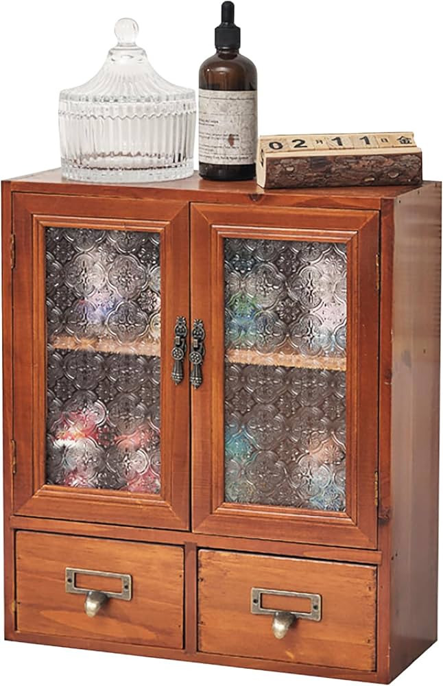 Wall Mount Storage Cabinet with Floral Patterned DisplayDoor - Decorative Obscured Glass Pantry S... | Amazon (US)