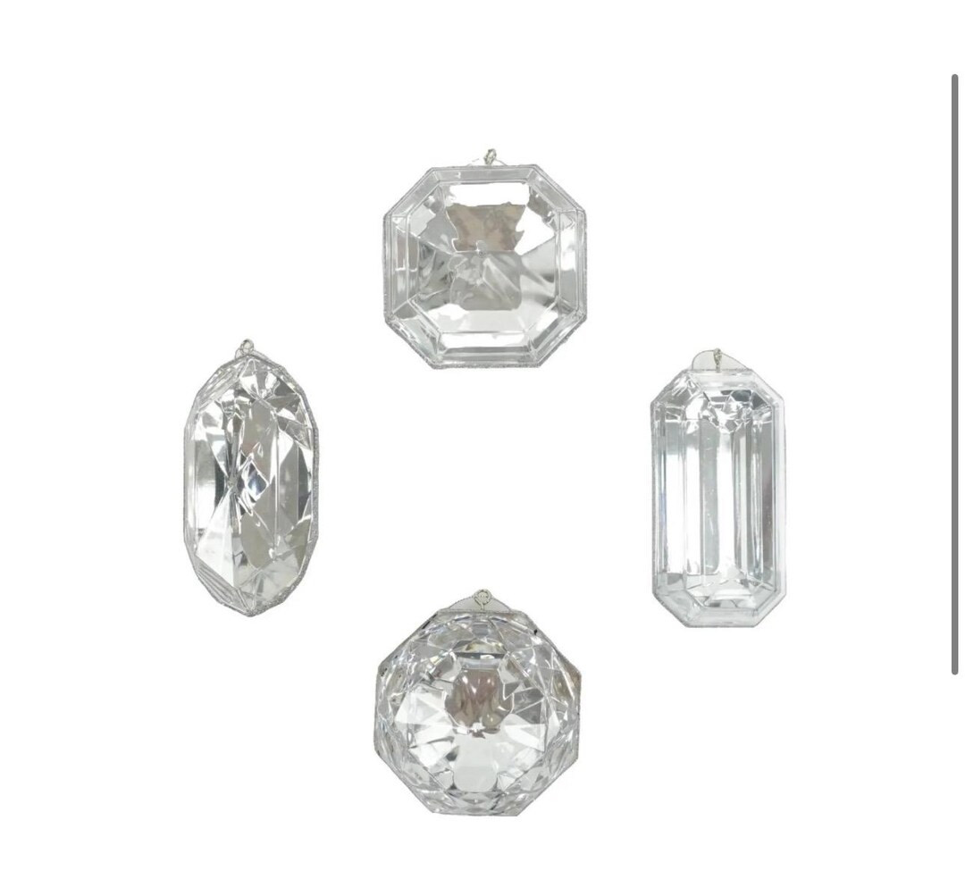 Clear 4”jewel Crystal Ornament, Acrylic Sparkling Ornaments, Luxury Holiday Decor, Glam Christm... | Etsy (US)