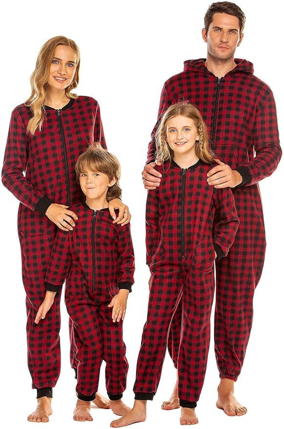 Ekouaer Family Matching Pajamas Set Fleece Onesie Sleepwear Christmas Parent-Child Zipper Jumpsui... | Amazon (US)