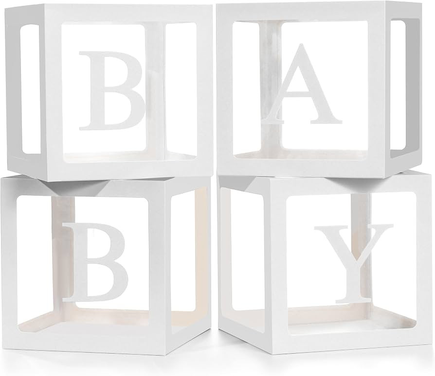 Lovelite Baby Boxes with Letters for Baby Shower, 4 Transparent Balloon Boxes with 2 Sets BABY Le... | Amazon (US)