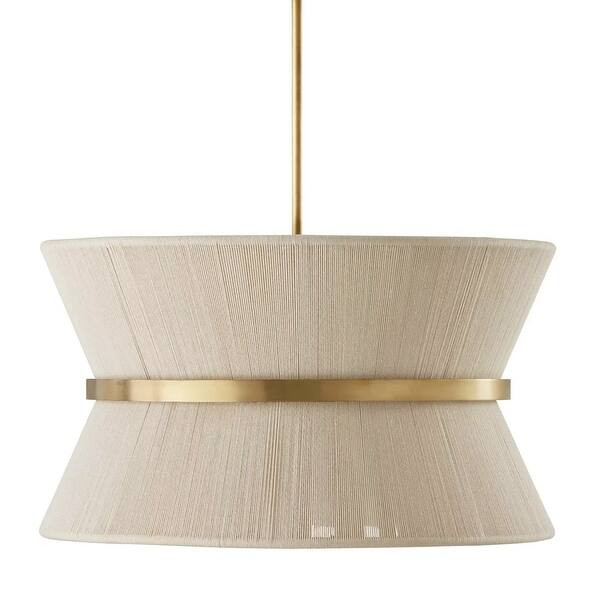 8 - Light Metal with Fabric Rope Drum Shade Chandelier - Overstock - 36762293 | Bed Bath & Beyond
