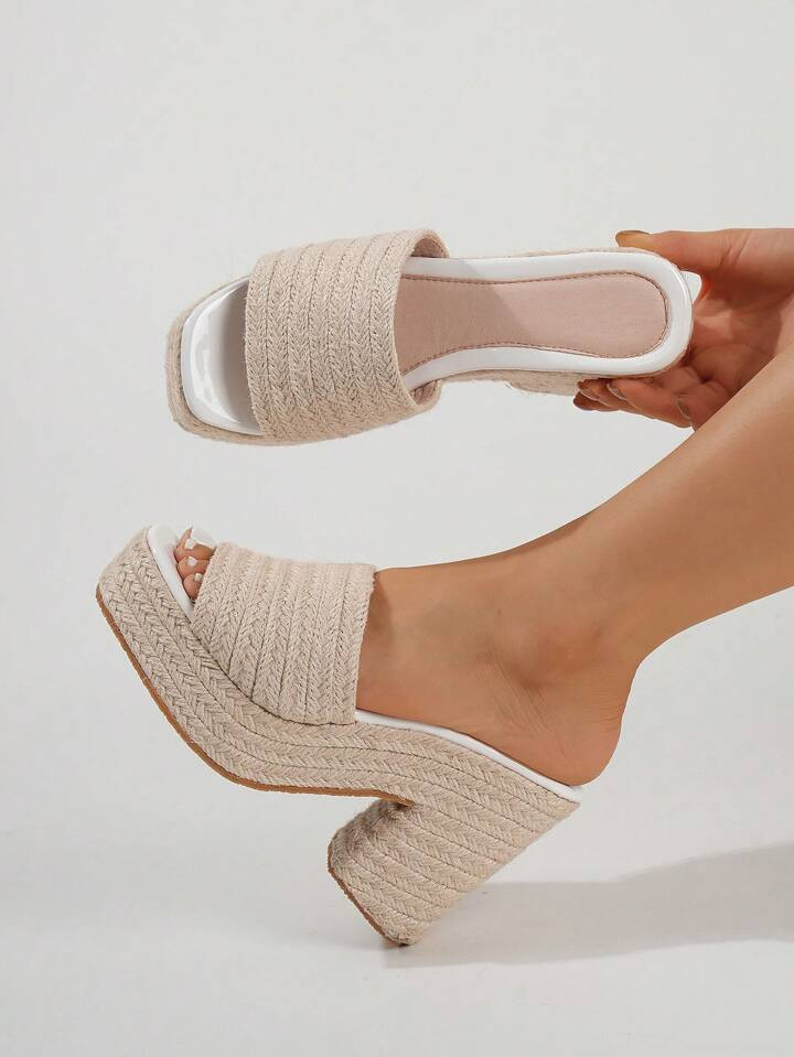 Ladies'  Rope Wedge Platform Sandals, Open Toe Ankle Strap Summer Vacation Casual High Heel Slipp... | SHEIN
