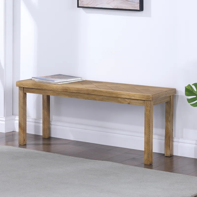 Carveth 44'' Wide Herringbone Solid Wood Rustic Style Dining & Entryway Bench | Wayfair North America