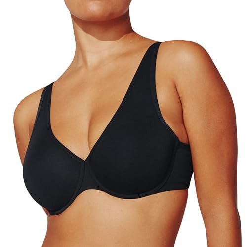 ThirdLove Organic Cloud Cotton Full Coverage Bra, High Support, Soft Bra, Breathable with Spandex for Stretch, Bras for Women Black | Amazon (US)
