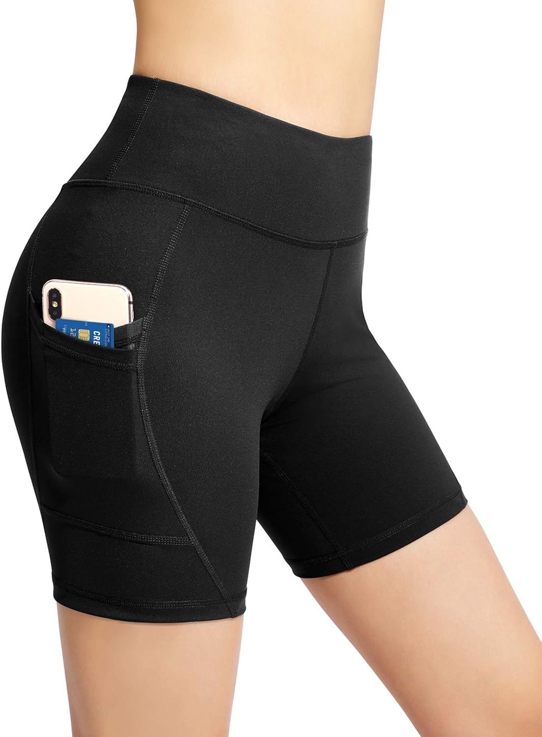 OUGES Biker Shorts for Women 6" High Waisted Yoga Shorts Tummy Control Workout Shorts with Pocke... | Amazon (US)