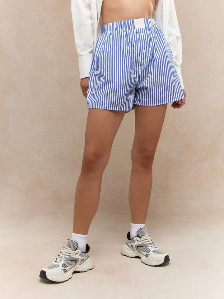 MISSGUIDED Logo Label Striped Boxer Shorts | SHEIN