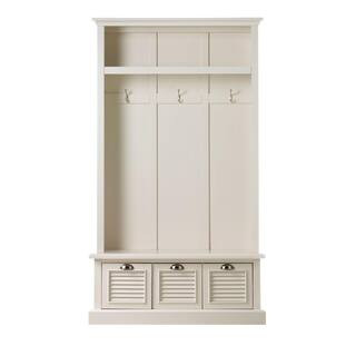 Home Decorators Collection Shutter 74 in. Polar Off-White Hall Tree 1157310410 - The Home Depot | The Home Depot