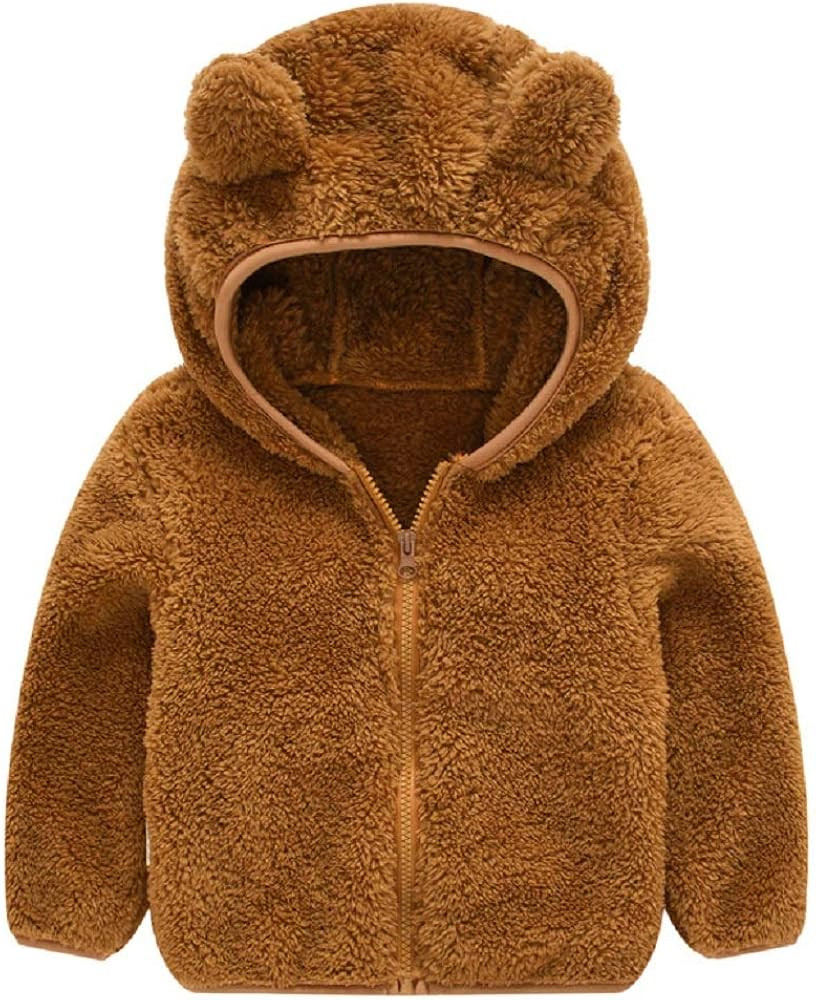 Toddler Girls Boys Fleece Hoody Jacket Zip Up Teddy Coat Warm Winter Outwear | Amazon (US)