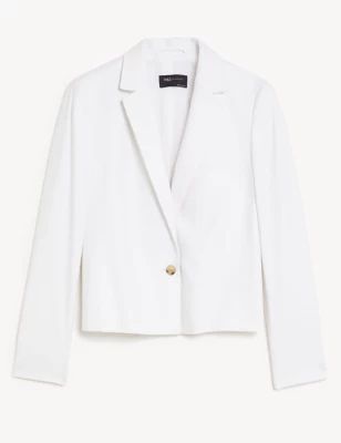 Linen Blend Tailored Cropped Blazer | M&S Collection | M&S | Marks & Spencer (UK)