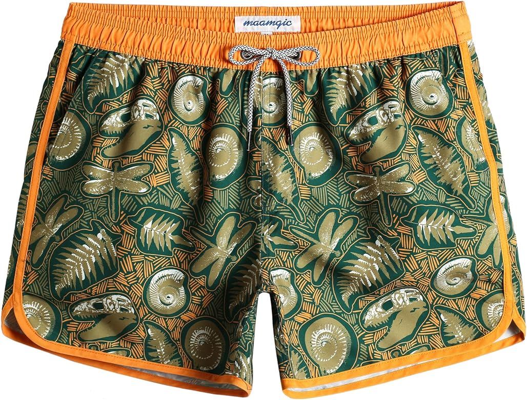 maamgic Mens Boys Short 80s 90s Vintage Swim Trunks with Mesh Lining Quick Dry Swim Suits Board S... | Amazon (US)