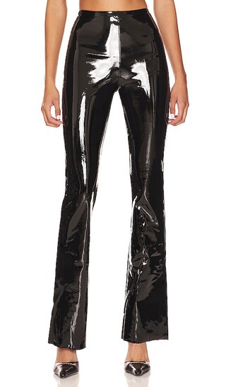 Faux Patent Flared Legging in Black | Revolve Clothing (Global)
