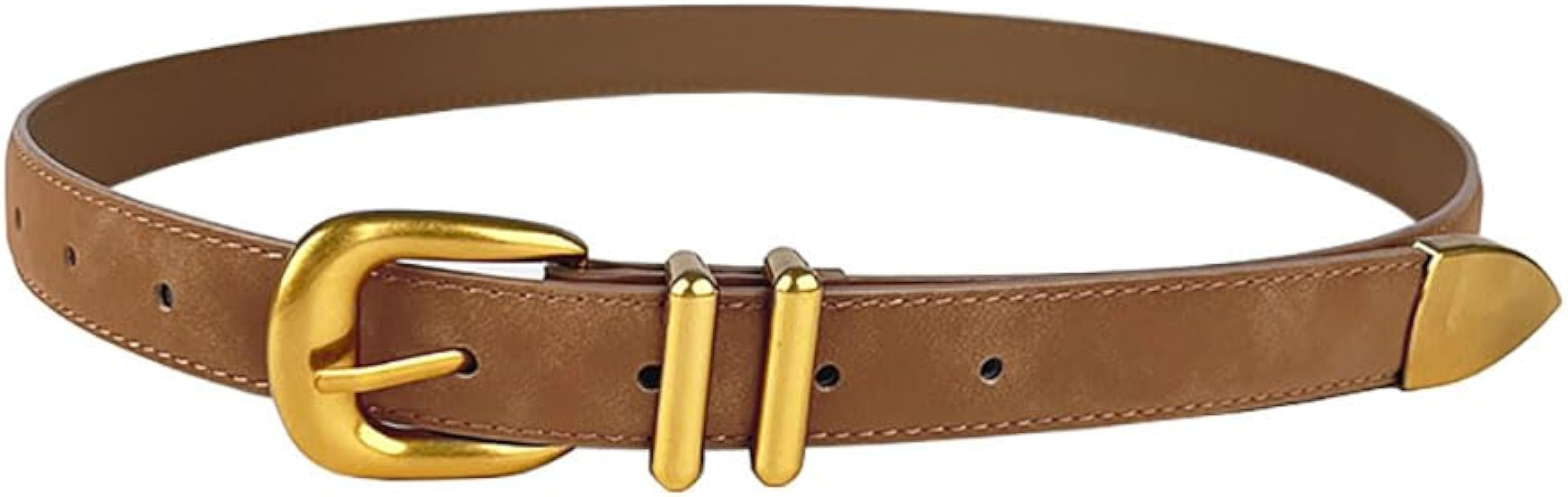 Cinturones para mujer para jeans, vestidos, cinturón de cuero para mujer, con hebilla plateada | Amazon (US)
