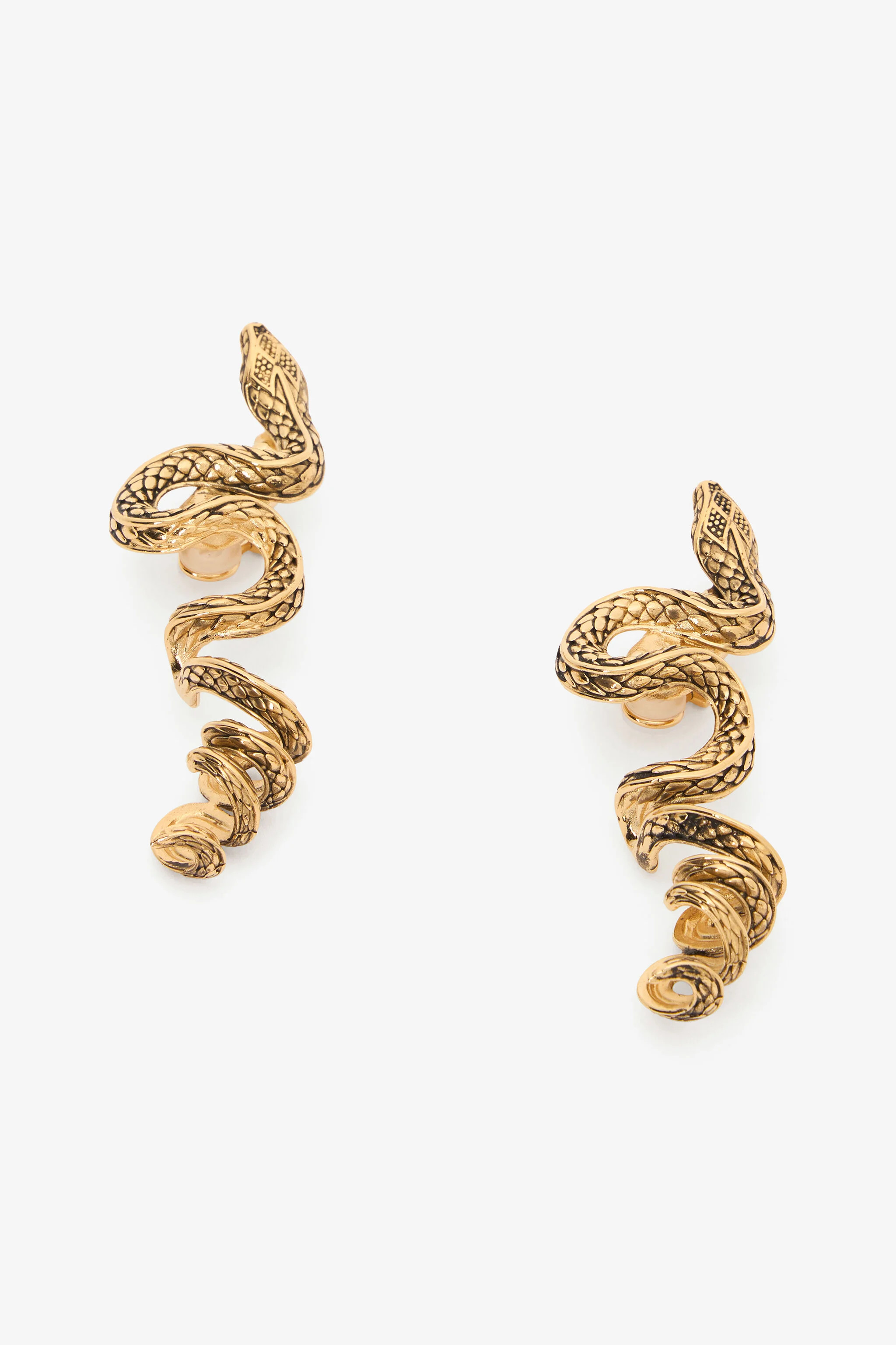 Antiqued Gold Snake Earrings | Roberto Cavalli