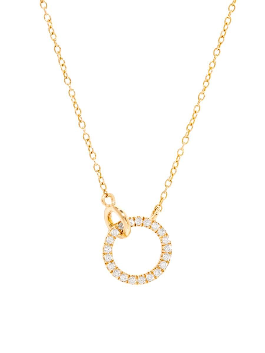 Laura 14K Yellow Gold & 0.01 TCW Lab-Grown Diamond Pendant Necklace | Saks Fifth Avenue