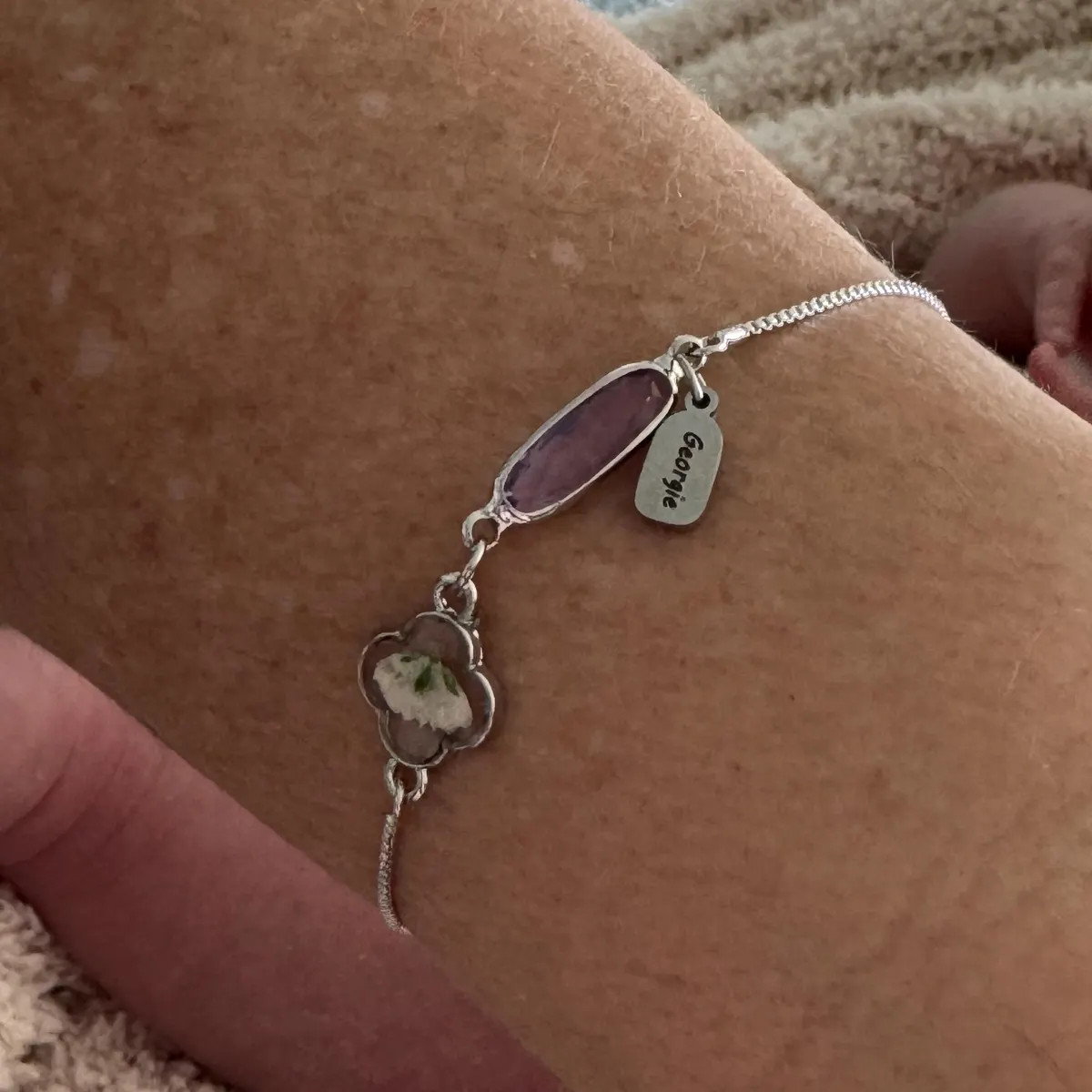 Custom Baby's Breath Flower With Birthstone Bracelet, Personalized Name Gift for Mom, First Time ... | Etsy (US)