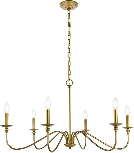 Living District Indoor Modern Home Decorative Bright Ceiling Rohan 6 Lights Brass Chandelier | Amazon (US)