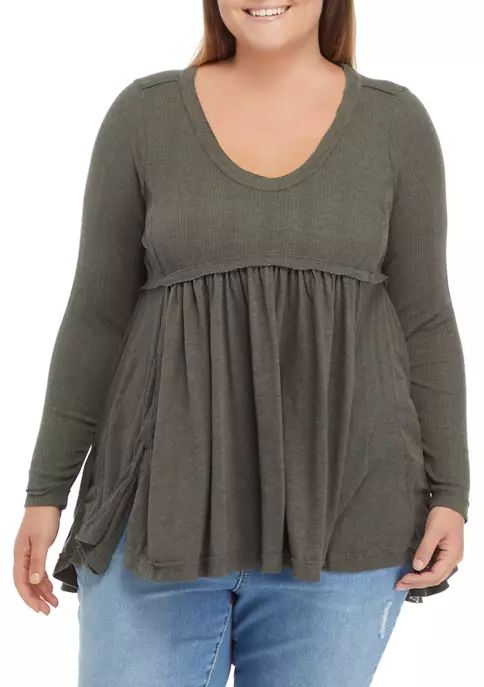 Plus Size Waffle Mix Top | Belk