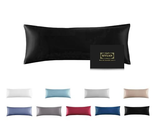 Mulberry Silk Pillowcase for Hair and Skin,Cooling Silk Pillow Case with Hidden Zipper,Allergen Proof Dual Sides Soft Breathable Smooth Silk Pillow Cover for Women (Black, Body) | Amazon (US)