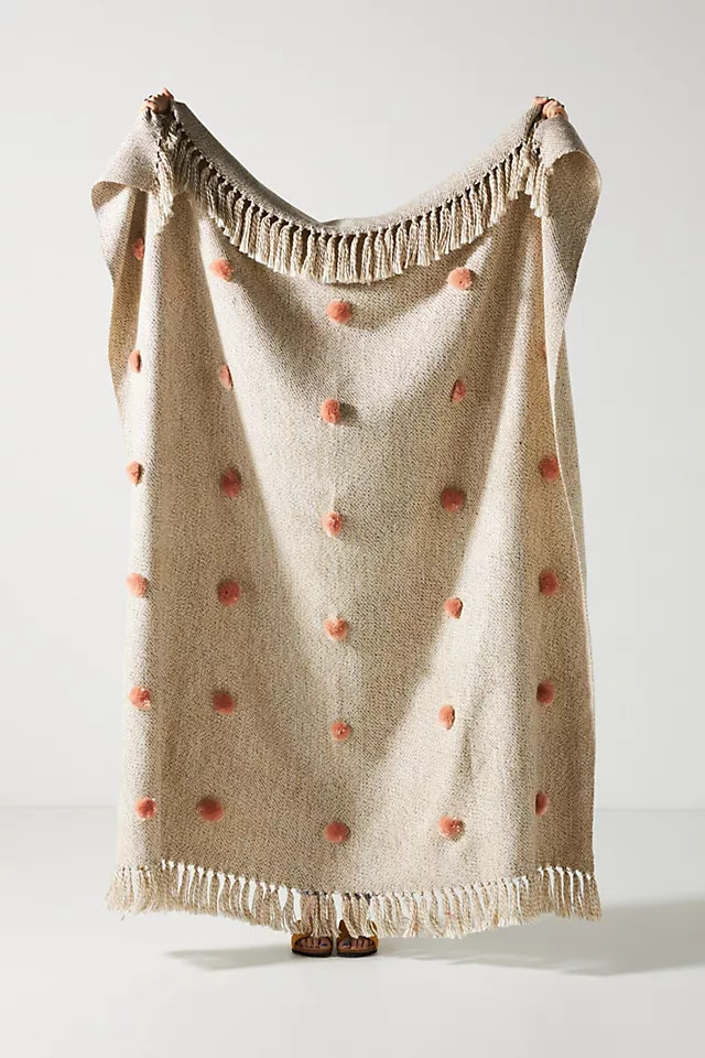 Polka Dot Pom Throw Blanket | Anthropologie (US)