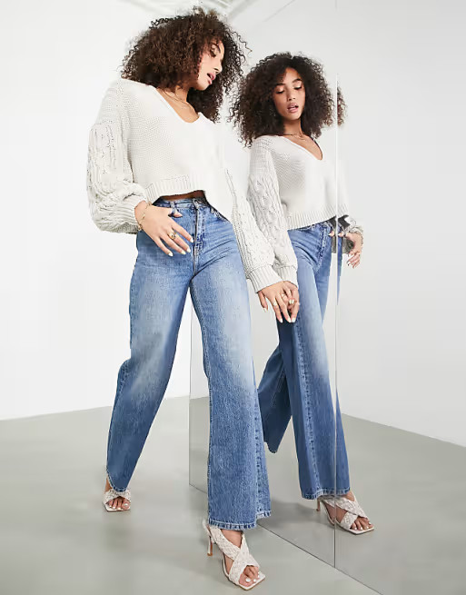 ASOS EDITION slouchy V-neck knit sweater in mixed stitchwindow.asos.performance.markAndMeasure(`p... | ASOS (Global)