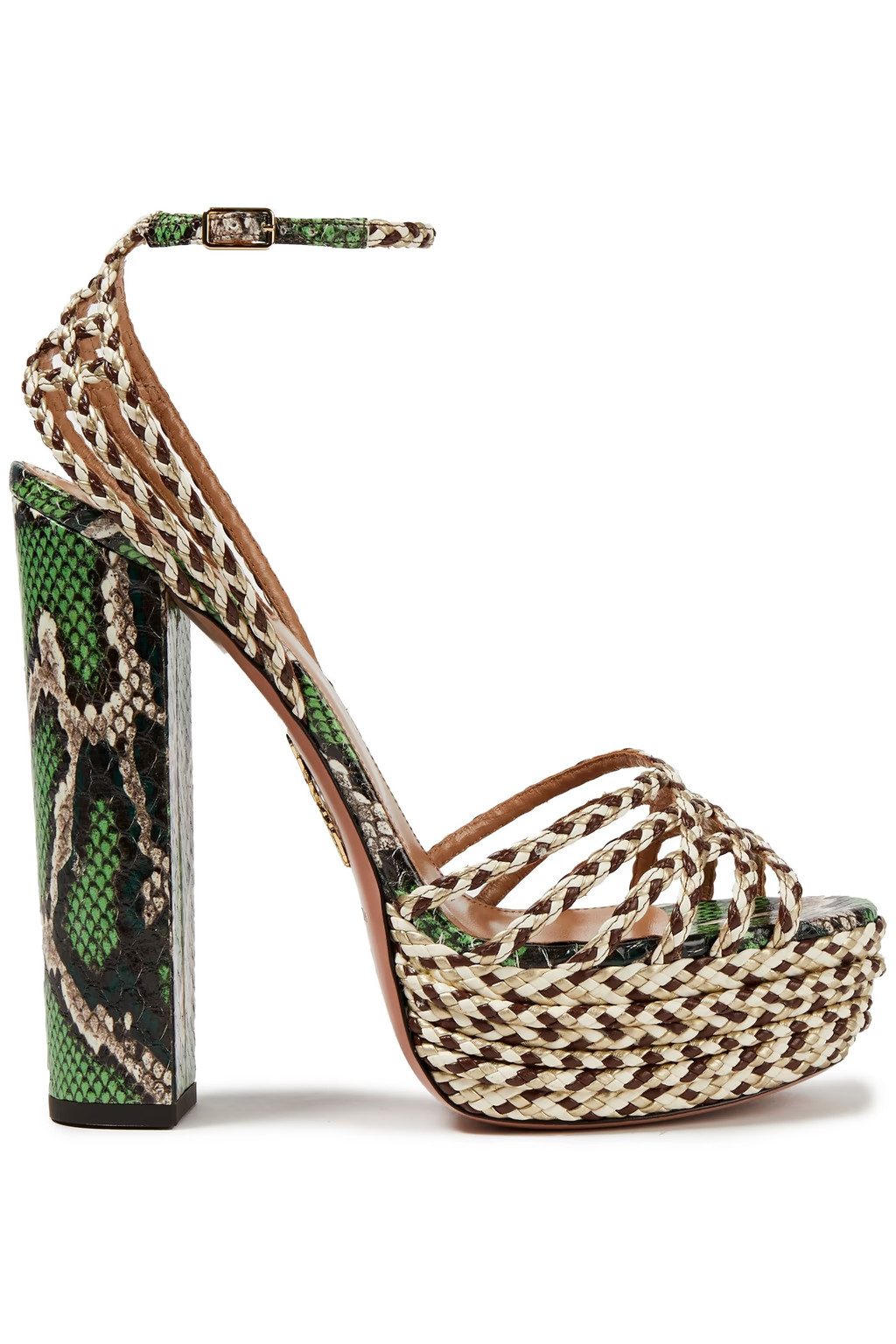 Cozumel 140 elaphe-trimmed braided faux leather platform sandals | The Outnet (US and CA)