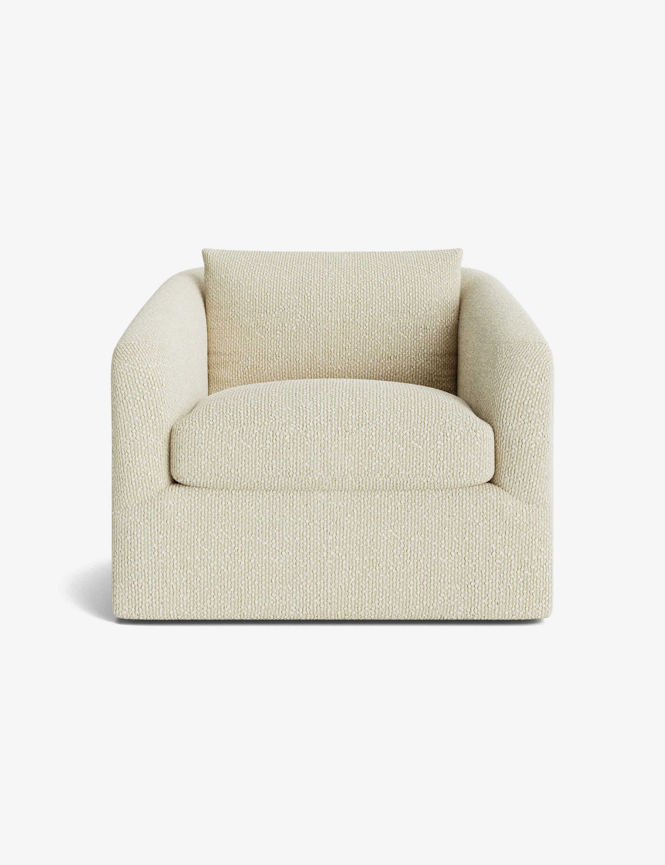 Cleary Swivel Chair, Ivory Basket Boucle | Lulu and Georgia 