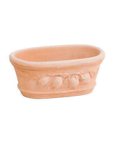 Handmade In Italy 14.25x9.5x6 Roses Oval Terracotta Planter | TJ Maxx