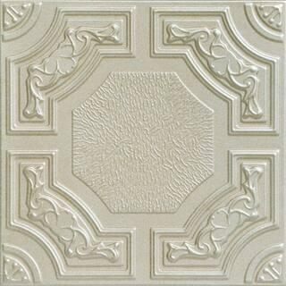 A La Maison Ceilings Evergreen Onyx Gold 1.6 ft. x 1.6 ft. Decorative Foam Glue Up Ceiling Tile (21. | The Home Depot