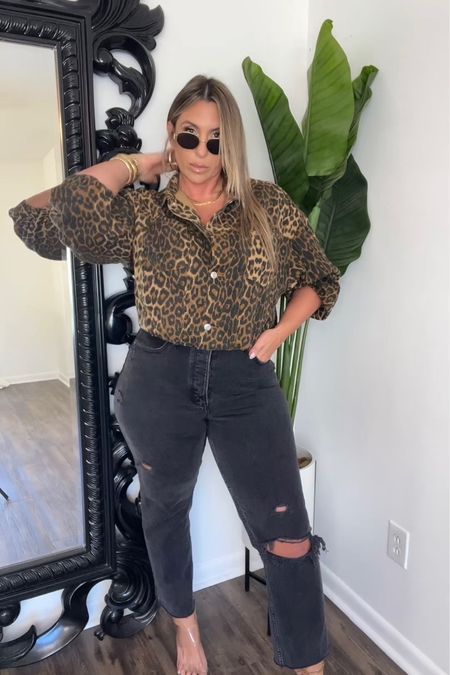 Current obsession, this a leopard print jacket from Amazon size XL. These jeans are old Abercrombie Curve (linked a similar style in both high and mid rise). 

#LTKmidsize