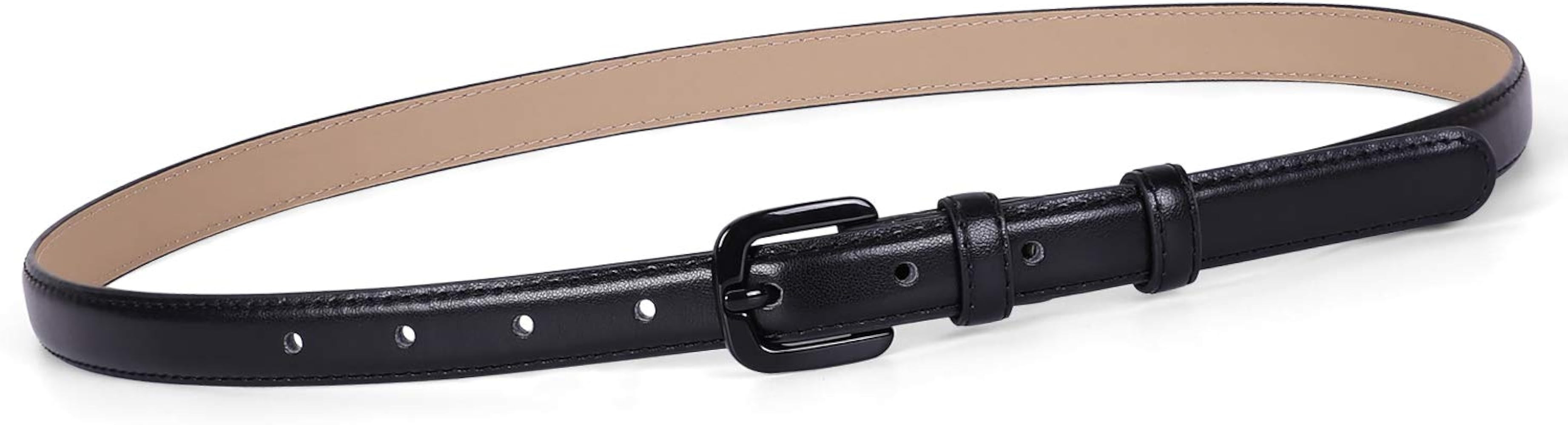Women Skinny Leather Belt Thin Waist Jeans Belt for Pants in Pin Buckle Belt by WHIPPY | Amazon (US)
