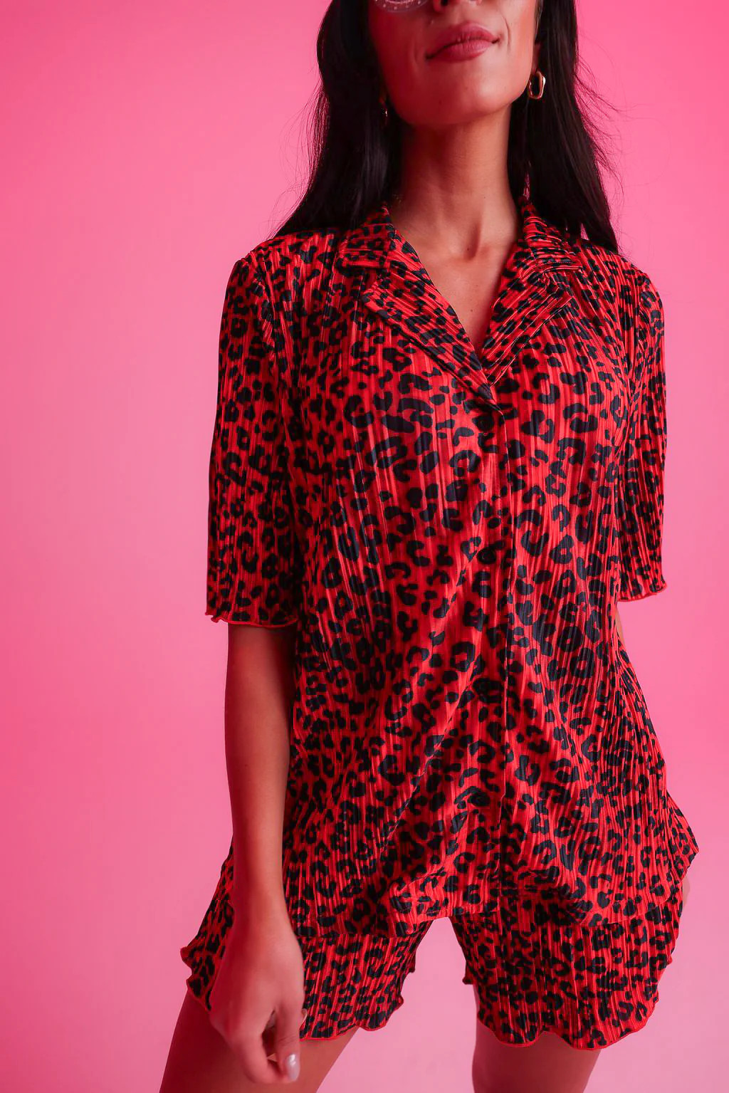 Wild Intentions Plisse Leopard Set - Red | WKNDchasers