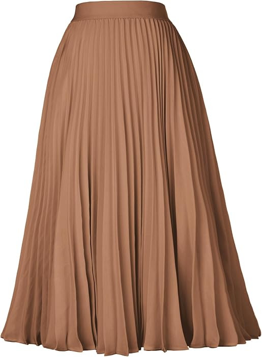 GRACE KARIN Pleated Midi Skirt for Women Chiffon A-Line Outfits | Amazon (US)