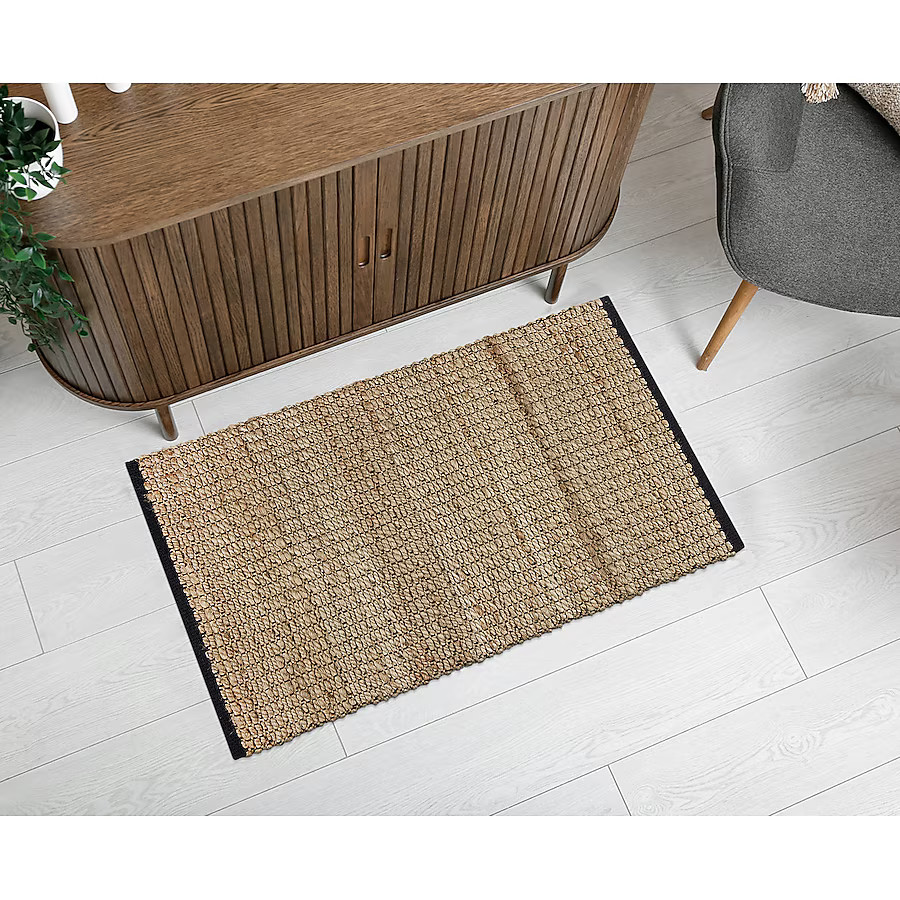 allen + roth 2 x 3 (ft) Loomed Jute Natural black Rectangular Indoor Stripe Throw rug Lowes.com | Lowe's
