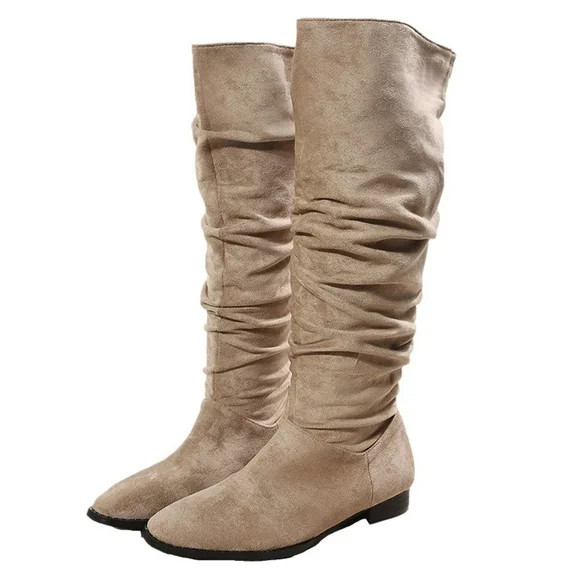 Women's Slouch Knee High Boots Suede Over The Knee Boots Flat Heel Boots Fall Winter Warm Comfort... | Walmart (US)
