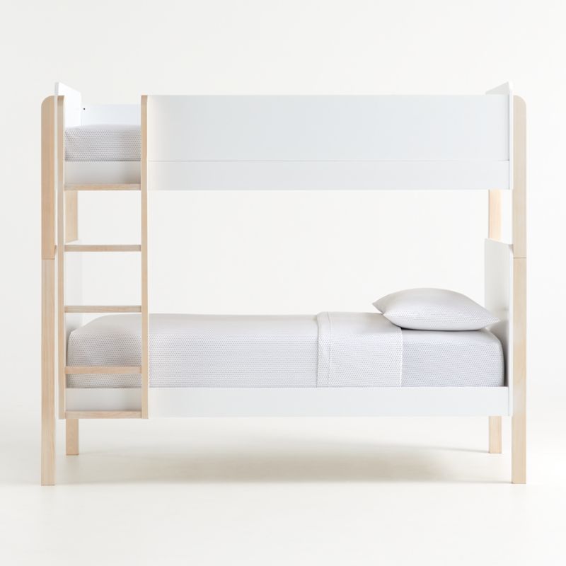 Babyletto White & Washed Natural TipToe Bunk Bed + Reviews | Crate & Kids | Crate & Barrel