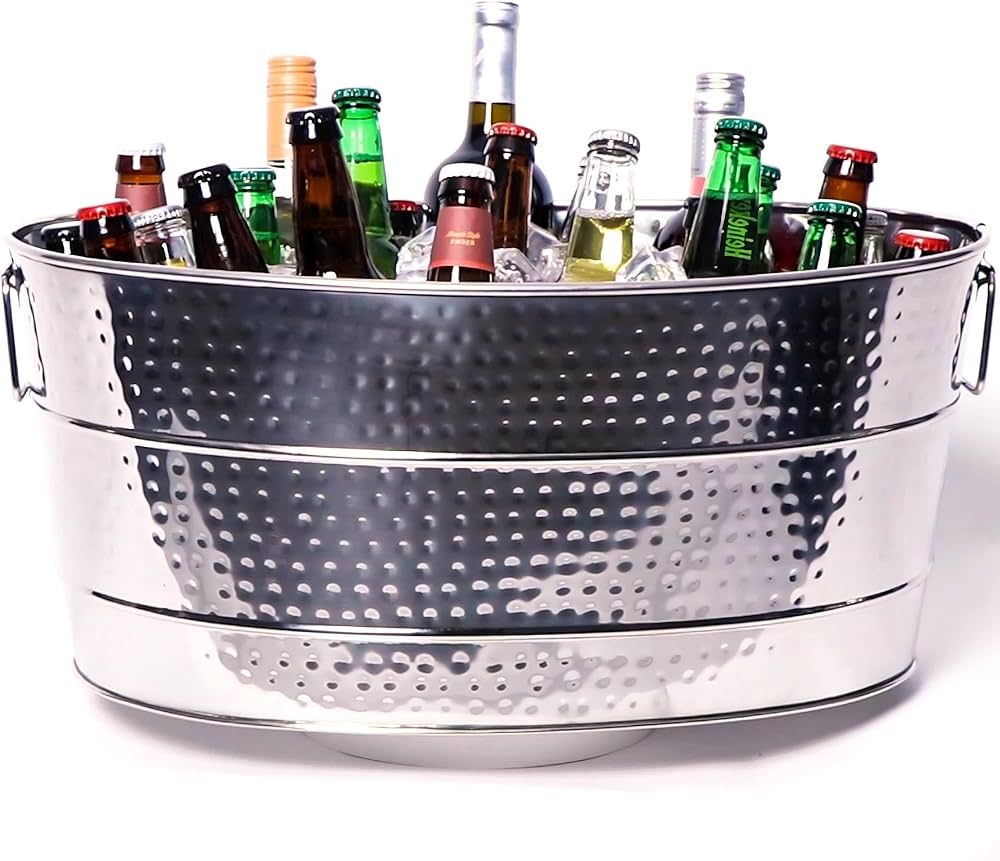 BREKX Aspen Heavy-Duty Oval Stainless Steel Drink Cooler for Parties - Metal Large Ice Bucket for... | Amazon (US)