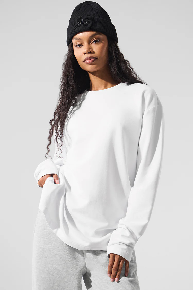 Double Take Long Sleeve Crew - White | Alo Yoga (US)