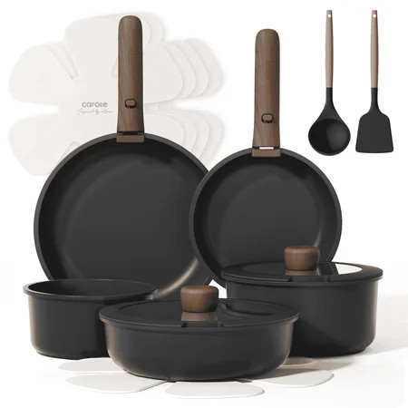 Carote 15 Pcs Nonstick Cookware Sets, Granite Non Stick Pots and Pans with Removable Handles, Oven Safe, Induction Compatible, Black | Walmart (US)