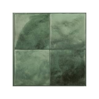 smart tiles Zellige Taza Green 9 in. x 9 in. Vinyl Peel and Stick Tile (2.22 sq. ft./ 4-Pack) SM1... | The Home Depot