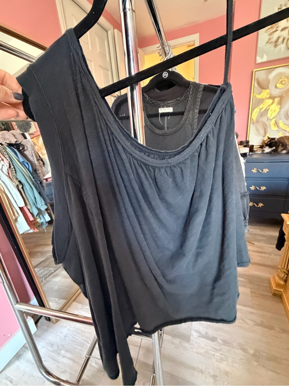 We The Free Black One-Shoulder Draped Tee | Poshmark