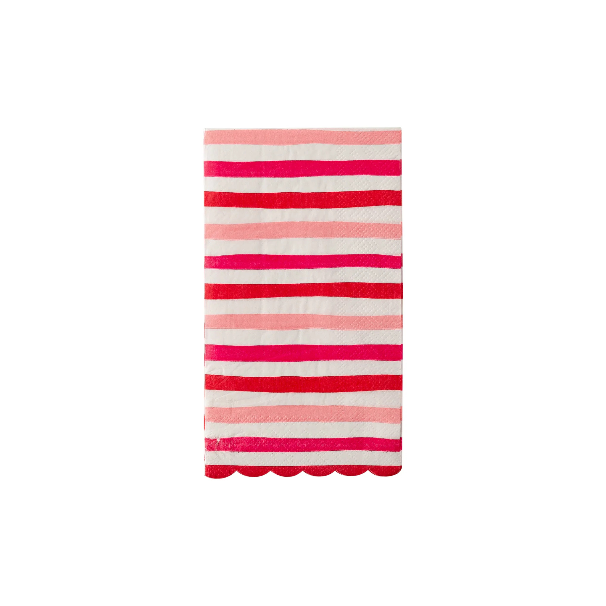 Red/Pink Scallop Stripe Guest Towel | My Mind's Eye